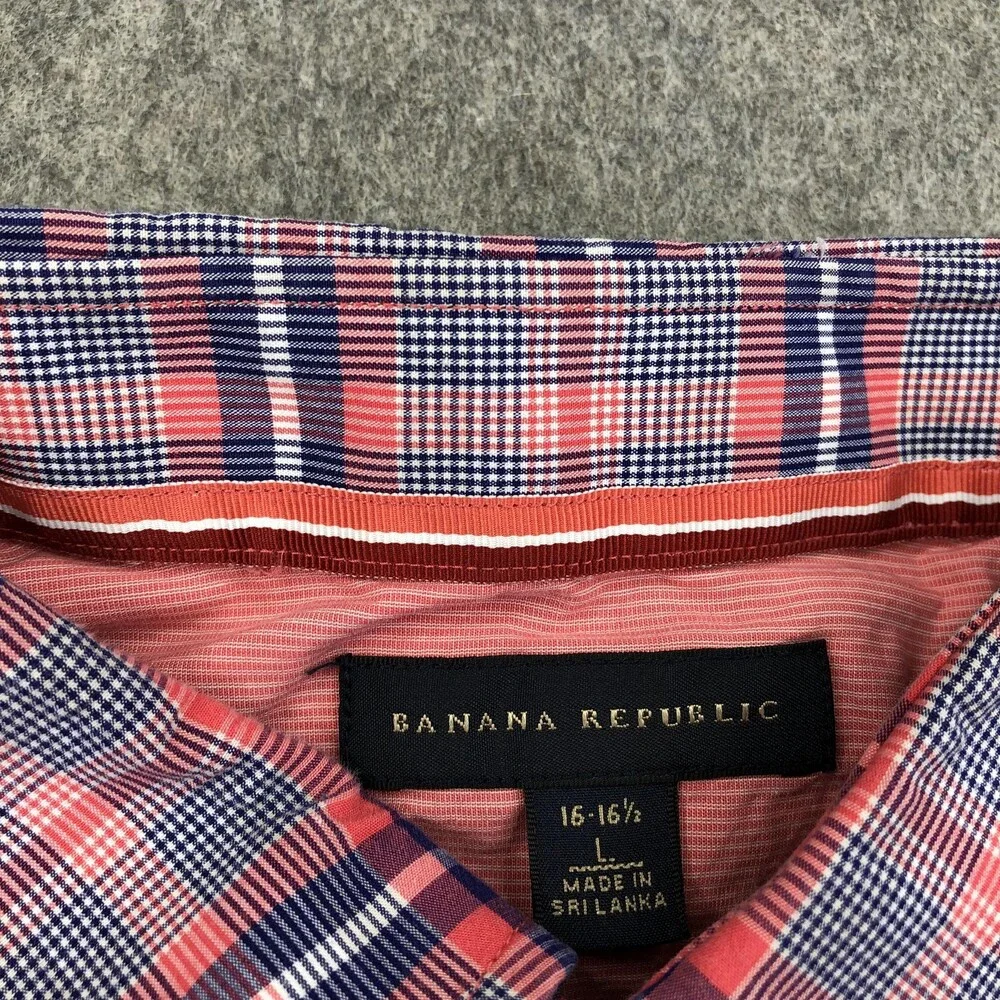 Banana Republic Shirt Mens Large Multicolor Plaid Short Sleeve Button Up Casual